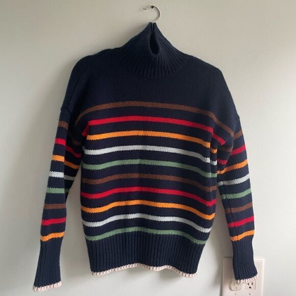 La Ligne Marin Turtleneck Sweater Navy Multi-Color Stripe sz XS - Picture 2 of 7